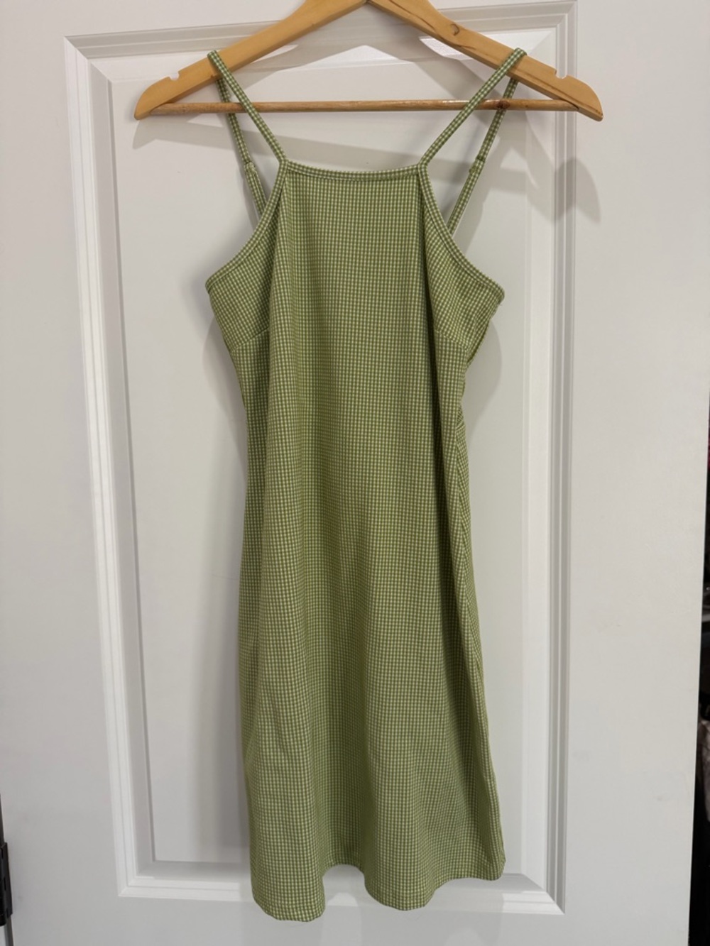 Lane 201 Mini Slip Dress in Light Green Gingham
